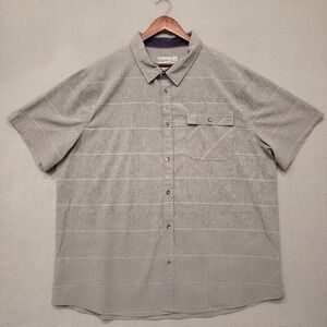 Avalanche Men's Gray Striped‎ Short Sleeve Button Up Shirt Size XXL